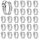 50 Pcs Stainless Steel Hose Clamps 3/4 Inch to 1-1/8 Inch (19-29mm) 304 Stainless Steel Worm Gear Metal Hose Clamps for Pipe, Intercooler, Plumbing, Tube and Fuel Line
