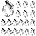 50 Pcs Stainless Steel Hose Clamps 1/2 Inch to 3/4 Inch (13-19mm) 304 Stainless Steel Worm Gear Metal Hose Clamps for Pipe, Intercooler, Plumbing, Tube and Fuel Line