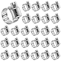 50 Pcs Stainless Steel Hose Clamps 3/8 Inch to 5/8 Inch (10-16mm) 304 Stainless Steel Worm Gear Metal Hose Clamps for Pipe, Intercooler, Plumbing, Tube and Fuel Line