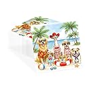 50 Pcs Summer Dog Cocktail Napkins 5" x 5" Tropical Beach Party Napkins