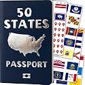 50 States Passport Book - With State Flag Stickers & Travel Tracker Map