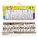 50 Values 1/4W 0 Ohm to 10M Ohm ±5% Carbon Film Resistor Assorted 1/4 Watt Common Fixed Resistors Assortment Kit