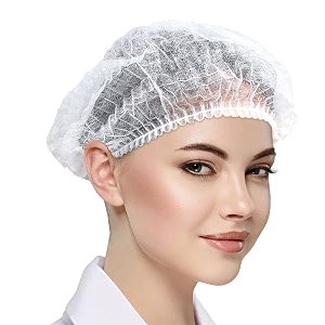 50 white disposable nonwoven bouffant caps hair net cape for hospital salon spa catering laboratories dust-free workspace white