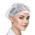 50 WHITE Disposable Nonwoven Bouffant Caps, Hair Net, Cape For Hospital, Salon, Spa, Catering, Laboratories, Dust-free Workspace. (WHITE)