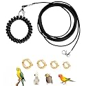500 cm Bird Harness, with 4 Different Size Foot Ring, with Anti Lost Bracelet, Retractable Anti-Bite Parrot Harness, Bird Flight Training Rope for Budgies,Cockatiels (Black)