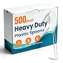 500 Count Clear Plastic Spoons Disposable, Heavy Duty Spoons Silverware