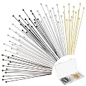 500 Pcs 2" Eye Pins for Jewelry Making Head Pins Supplies,Mixed