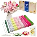 500 Pcs Gradient Pink Pipe Cleaners Flower kit,Chenille Stems for DIY Art Projects Creative Gift,Pipe Cleaners Craft with tutoria,Pearls,Pompoms,Green Floral Wires,Gardening Tape,Stamen