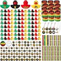 500 Pcs Juneteenth Party Favors Juneteenth Gifts Decorations African American Freedom Day Accessories with 100 Silicone Bracelets 100 Rubber Ducks 100 Pins 100 Stickers 100 Slap Bracelets