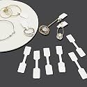 500 Pieces White Blank Jewelry Stickers Jewelry Repair, Price and Indentification Tags/Tyvek Self Adhesive Short Dumbbell/Barbell Jewelry Price Tags (White)