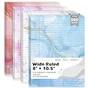 500 Sheets 8×10.5 Inch Colored Loose Leaf Paper Wide Ruled for 3-Ring Binder 11/32" Spacing Colored Marble Lined Filler Notebook Paper Wide Ruled 3-Hole Punched 80gsm for School Office