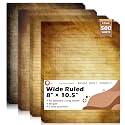 500 Sheets 8×10.5 Inch Colored Filler Paper Wide Ruled for 3-Ring Binder 11/32" Spacing Vintage Lined Filler Notebook Paper Wide Ruled Loose Leaf Paper 3-Hole Punched 80gsm for School Office