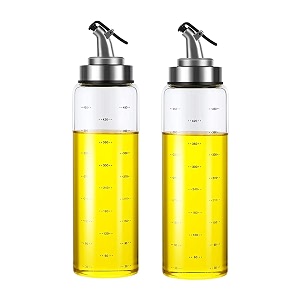 500ml crystal clear round shaped glass oil dispenser bottle with lever-release stopper snap flip top lid bottle for olive oil vinegar and sauce 500ml pack of 2 pcs