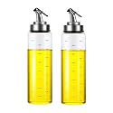 500ml Crystal Clear Round Shaped Glass Oil Dispenser Bottle with Lever-Release Stopper Snap Flip Top Lid Bottle for Olive Oil, Vinegar and Sauce 500ml Pack of (2 pcs.)
