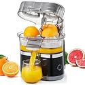 500ml Electric Citrus Juicer, 1000W Twin Juice Maker, 18000 RPM Motor, Easy Clean & Dishwasher Safe, Fresh Juice Press Machine (Silver)