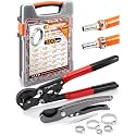 500PCS 20 Size Single Ear Hose Clamp Kit and PEX Crimping Tool,Cinch&Remove