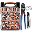 500PCS Single Ear Crimp Hose Clamps Kit,High Pressure Fuel Line Pinch Clamp