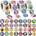 500pcs Watercolor Mix Animal Stickers Round Mix