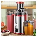 500W Juicer Machine with 3-Inch Wide Mouth Feed Chute - Easy-to-Clean Centrifugal Juicer for Fruits and Vegetables, Durable Stainless Steel Design (Red)