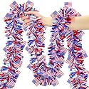 50FT 4th of July Garland Red White and Blue Tinsel Garland Patriotic Flags Garland for Red White and Blue Memorial Day Decor Independence Day 4th of July Decorations