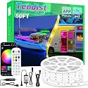 50FT Boat Lights LED Waterproof, 12V Marine Light Strip for Boat, RGB Marine LED Strip 12V with App & Remote for Pontoon Interior and Exterior, Night Fishing Lighting for Jon, Yacht, Kayak, Deck