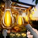 50FT Outdoor String Lights with Remote &amp; Dimmable, 18+1 Shatterproof Waterproof Bulbs, Dimmable Outside Hanging Patio Lights for Backyard, Porch, Deck, Garden 2200K Warm Yellow