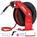 50FT Retractable Air Hose Reel,3/8-Inch Hybrid Air Hose,Max 300PSI,with 5 ft Lead in, Auto Rewind Air-Compressor Hoses Reel 1/4" NPT Fitting,Ceiling/Wall Mount for Garage Workshops
