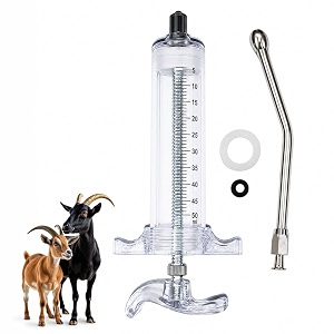 drenching gun syringe with nozzle livestock drencher amp oral dosing for cows goats sheep calves amp dogs plastic feeding syringe for medicine amp milk 50ml