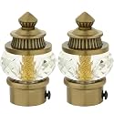 Natural 50mm Crystal Diamond Aluminium Curtain Bracket Only/Parda Holder only/Curtain Nobs only/Curtain Finials Only/Curtain Rod Nobs to Attache Upto 1 Inch Rod. (1 Pair, Antique-Brass)