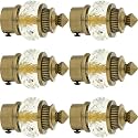 50mm Crystal Diamond Aluminium Curtain Bracket Only/Parda Holder only/Curtain Nobs only/Curtain Finials Only/Curtain Rod Nobs to Attache Upto 1 Inch Rod. (3 Pair, Antique-Brass)