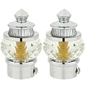 50mm Crystal Diamond Aluminium Curtain Bracket Only/Parda Holder only/Curtain Nobs only/Curtain Finials Only/Curtain Rod Nobs to Attache Upto 1 Inch Rod. (1 Pair, Chrome)