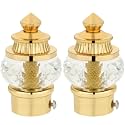 50mm Crystal Diamond Aluminium Curtain Bracket Only/Parda Holder only/Curtain Nobs only/Curtain Finials Only/Curtain Rod Nobs to Attache Upto 1 Inch Rod. (1 Pair, Gold)