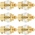 Natural 50mm Crystal Diamond Aluminium Curtain Bracket Only/Parda Holder only/Curtain Nobs only/Curtain Finials Only/Curtain Rod Nobs to Attache Upto 1 Inch Rod. (3 Pair, Gold)