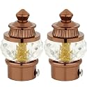 50mm Crystal Diamond Aluminium Curtain Bracket Only/Parda Holder only/Curtain Nobs only/Curtain Finials Only/Curtain Rod Nobs to Attache Upto 1 Inch Rod. (1 Pair, Brown)