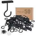 50Pack Ceiling Hooks Bulk for Hanging Plants Black 2.5in
