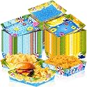 50packs Hawaiian Luau Party Decorations – Summer Pool Beach Themed Paper Food Trays, Disposable Tropical Supplies for Aloha, Birthday, Retirement Favors