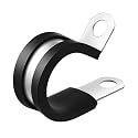 50PCS 1-1/4 Inch Cable Clamps, 304 Stainless Steel Rubber Coated Cable Clamps, Pipe Clamps