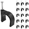 Half Clamp J-Hook with Nail, 3/4" / 20mm, Black, 50pcs
