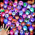 50pcs 3D Halloween Treats Toys Light Up Rings Gifts Halloween Party Favors