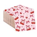 50Pcs 5 X 5 Inch Pink Bow Cherry Cocktail Napkins 3 Ply Disposable Napkins