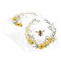 50Pcs Bee Floral Cocktail Napkins 5 x 5 inch 3Ply Bee Paper Napkins
