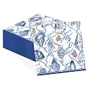 50Pcs Blue Coastal Cocktail Napkins 5 x 5 inch 3 Ply Beach Seashell Paper Napkins Disposable Absorbent Under the Sea Beverage Napkin for Summer Coastal Wedding Bridal Ocean Seaside Nautical Supplies