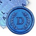 50Pcs Blue Letter D Adhesive Wax Seal Stickers, Hand-Made, No Need Seal Stamp, Tear and Use Wax Stickers for Wedding Invitations, Envelopes, Christmas Gift