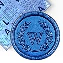 50Pcs Blue Letter W Adhesive Wax Seal Stickers, Hand-Made, No Need Seal Stamp, Tear and Use Wax Stickers for Wedding Invitations, Envelopes, Christmas Gift