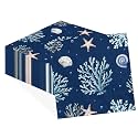 50Pcs Blue Sea Ocean Seashell Cocktail Napkins 5 x 5 inch 3 Ply
