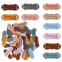 50pcs Colorful Embossed Leather Labels &amp; Tags, Microfiber, 10 Colors, 15x42mm, Holes for Jeans, Bags, Shoes, Hat