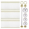 50Pcs Gold Beadable Keychain Bar, Metal Keychain Blanks Beaded Key Chain