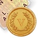 50Pcs Gold Letter V Adhesive Wax Seal Stickers, Hand-Made, No Need Seal Stamp, Tear and Use Wax Stickers for Wedding Invitations, Envelopes, Christmas Gift
