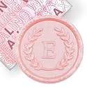 50Pcs Pink Letter E Adhesive Wax Seal Stickers, Hand-Made, No Need Seal Stamp, Tear and Use Wax Stickers for Wedding Invitations, Envelopes, Christmas Gift