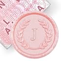 50Pcs Pink Letter J Adhesive Wax Seal Stickers, Hand-Made, No Need Seal Stamp, Tear and Use Wax Stickers for Wedding Invitations, Envelopes, Christmas Gift